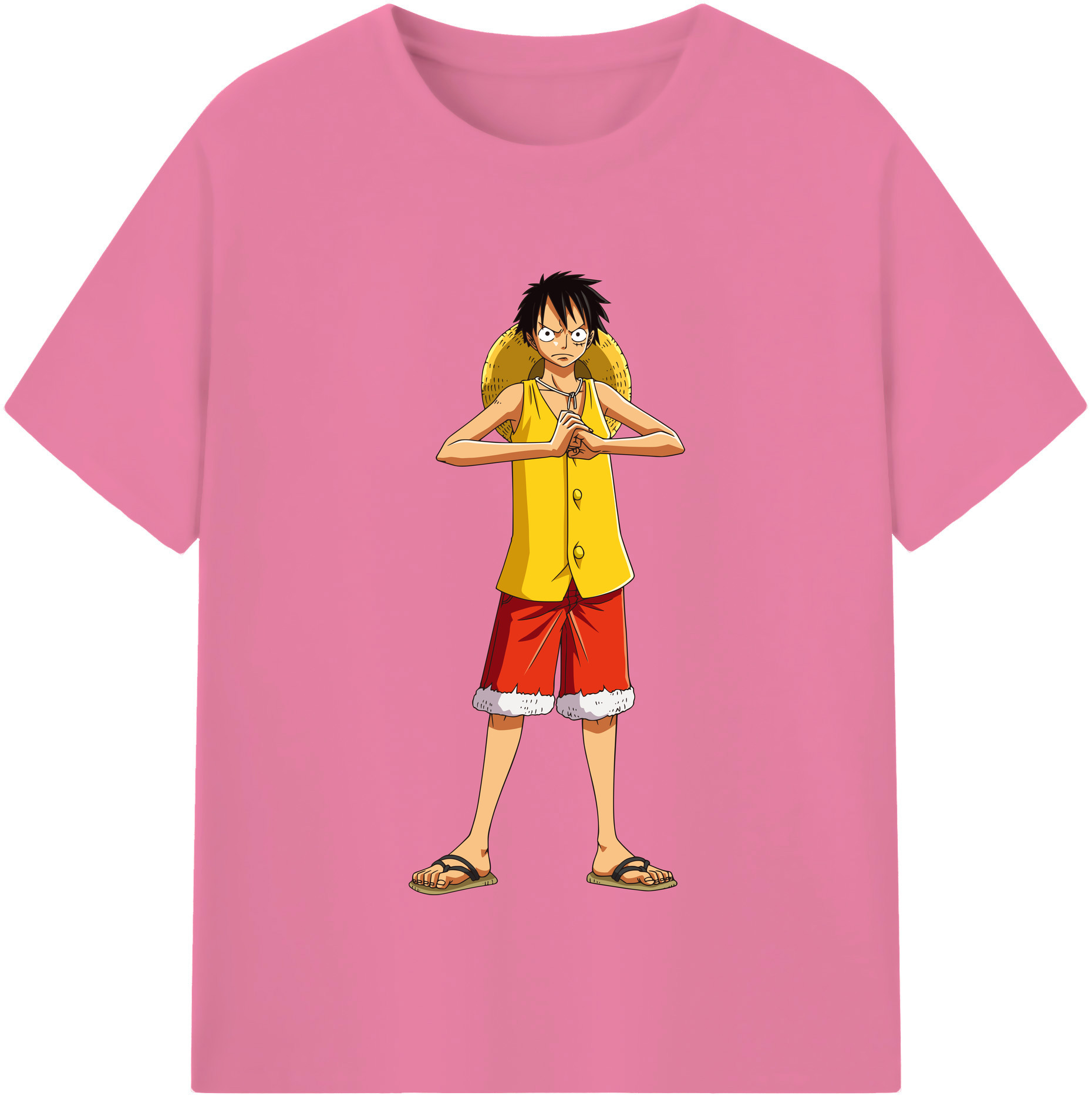 ワンピース モンキー・D・ルフィ ONE PIECE Monkey D. Luffy 綿100％半袖Tシャツ（フロントプリント）